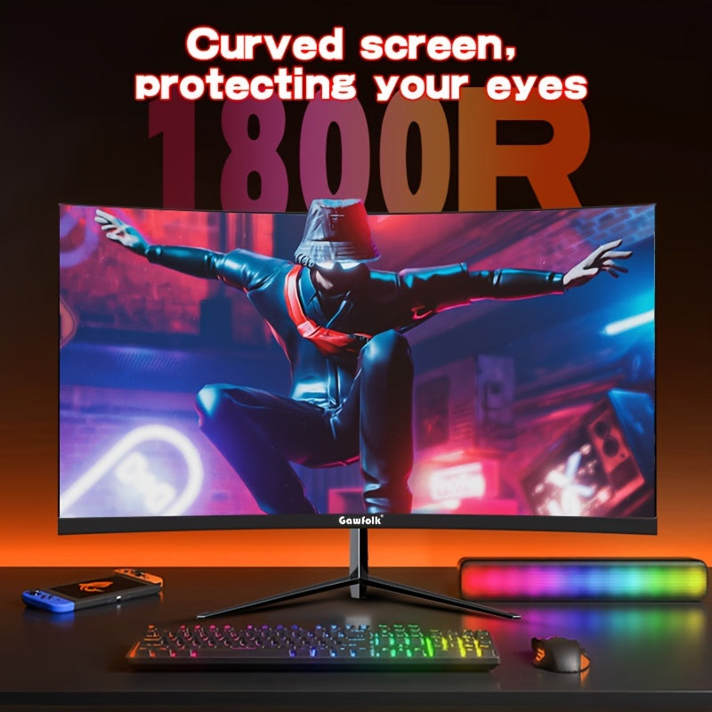 Gawfolk 32-inch 180/240Hz Gaming Monitor, Full HD 1K/2K 1920*1080/2560*1440 Resolution Frameless 1800R Curved Computer Screen with FreeSync And EyeCare Technology, Speakerless VESA Support