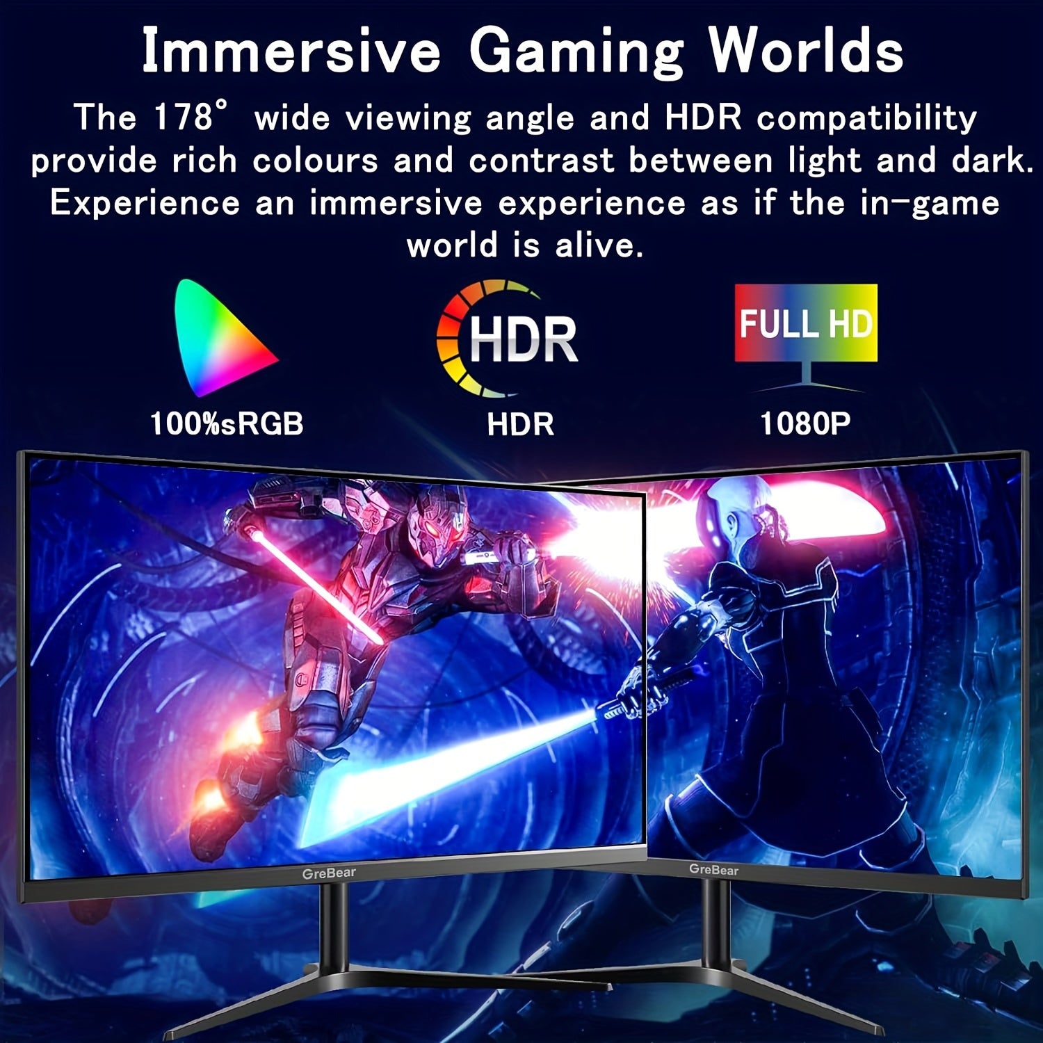 24 Inch FHD 1080P IPS Gaming Monitor Plus - Fast 165Hz Refresh Rate, 1ms Response Time, FreeSync Technology, 100% sRGB Color Gamut, HDR Support, HDMI and DP Connectivity, Built-in Speaker, Tilt Adjustable, VESA Mountable - Id