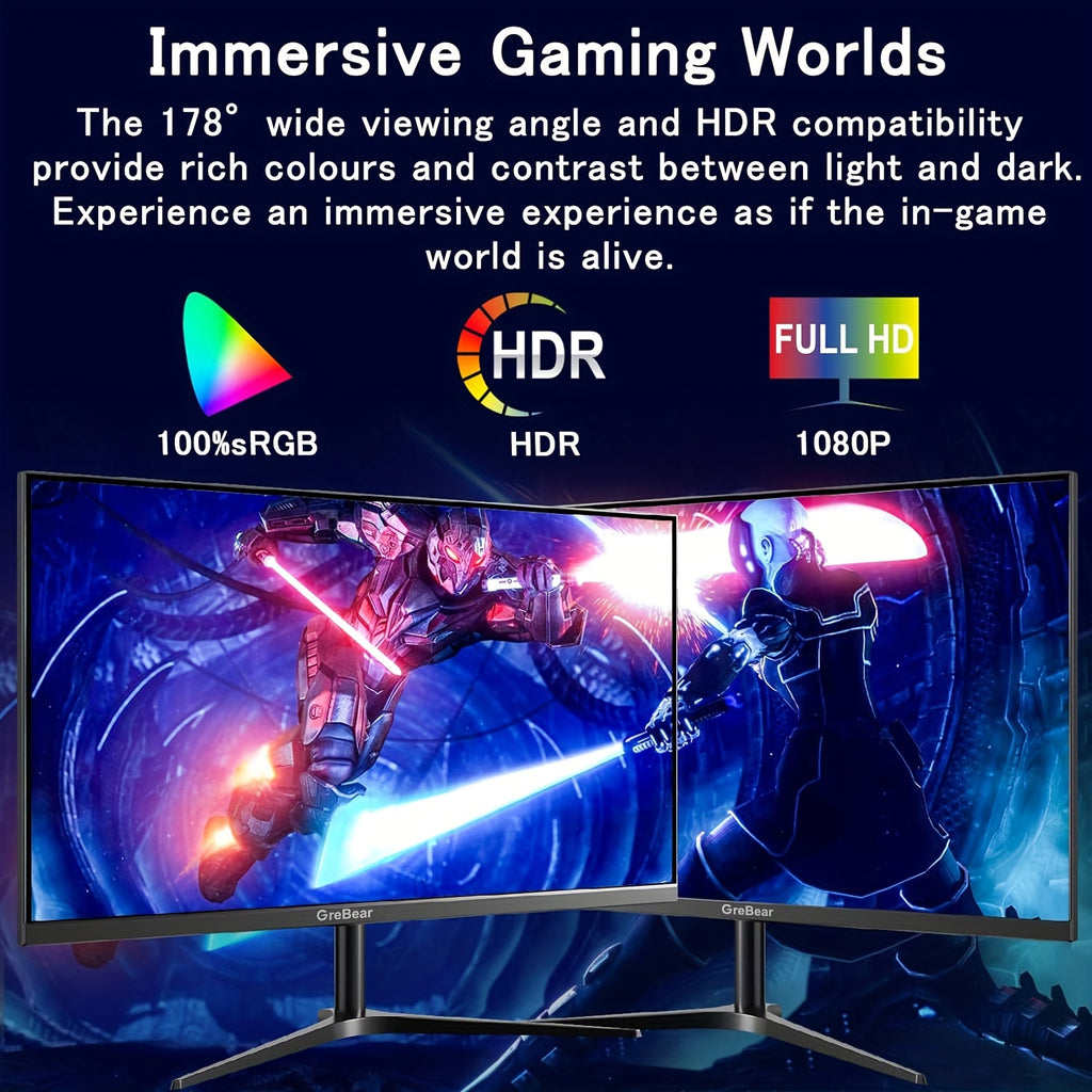 165/144Hz Gaming Monitor 24 Inch - FHD 1080P IPS Screen 1ms (GTG) Home Office Computer Display, FreeSync Technology, 100% sRGB, HDR, HDMI, DP, Built-in Speaker, Tilt Adjustable, 100×100 mm VESA