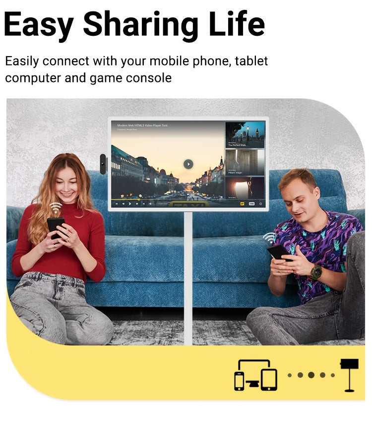 Apolosign 32 Inch Portable TV, Smart Screen, Portable Monitor With Touch Screen, 8GB+128GB, 6800mAh Battery, 1080P, Camera 8MP, Rotation Rolling, Voice Remote Control Mobile TV, Android OS, Built-in Battery, Gaming Monitor, G