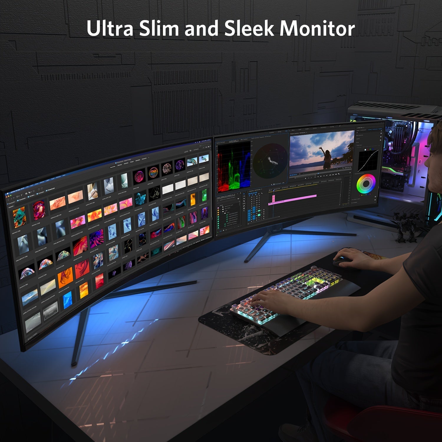 35in Ultra Wide QHD 21:9 Gaming Monitor, With Adaptive Sync, 120Hz Refresh Rate, Picture In Picture, By SRGB 99%, 2xHD, 2xDisplay Ports, R1800, 3440*1440P, (DP Cable Included)