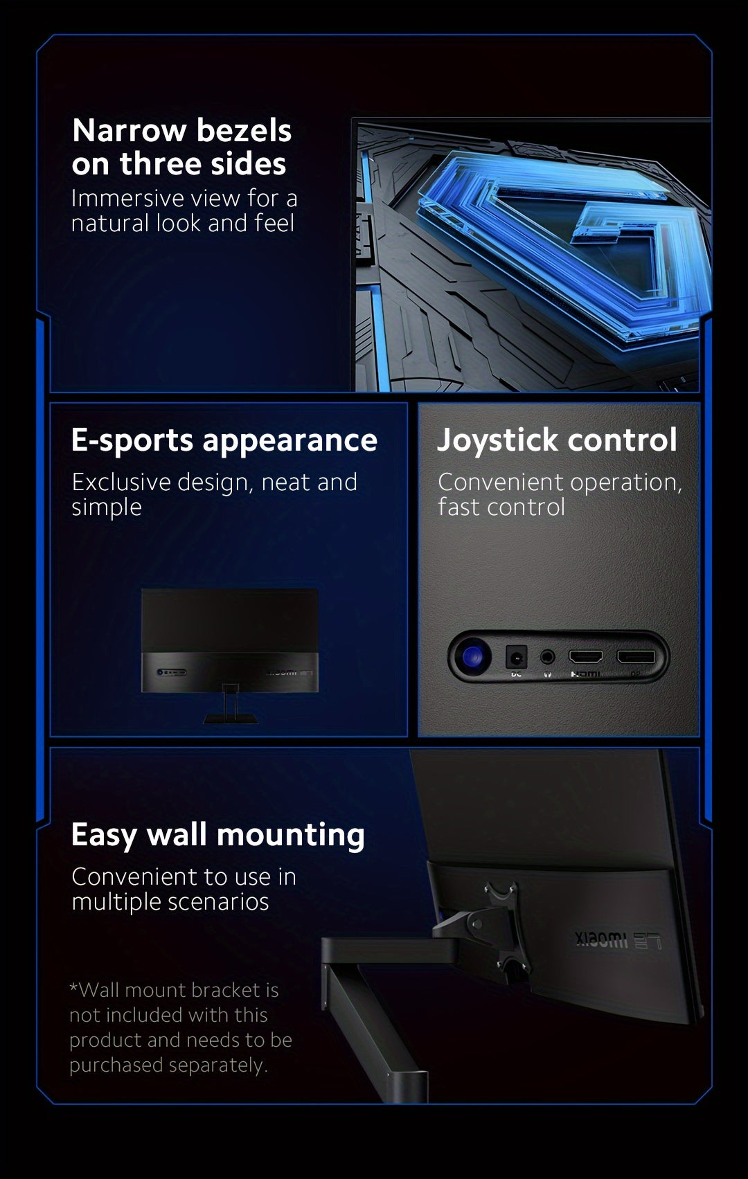 [Gaming Monitor] Xiaomi 27-inch Gaming Monitor | 165Hz 1ms GTG 1920*1080 Fast IPS HDR10 FreeSync Premium E<2 Professional Calibration 99% sRGB 178° Wide Angle Tilt Adjustment TUV Low Blue Light