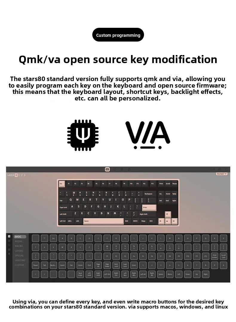 Weikav Stars80 Mechanical Keyboards Kits QMK/VIA Tri-mode Aluminum Wireless Bluetooth Gaming Keyboard Customized E-sports Gifts