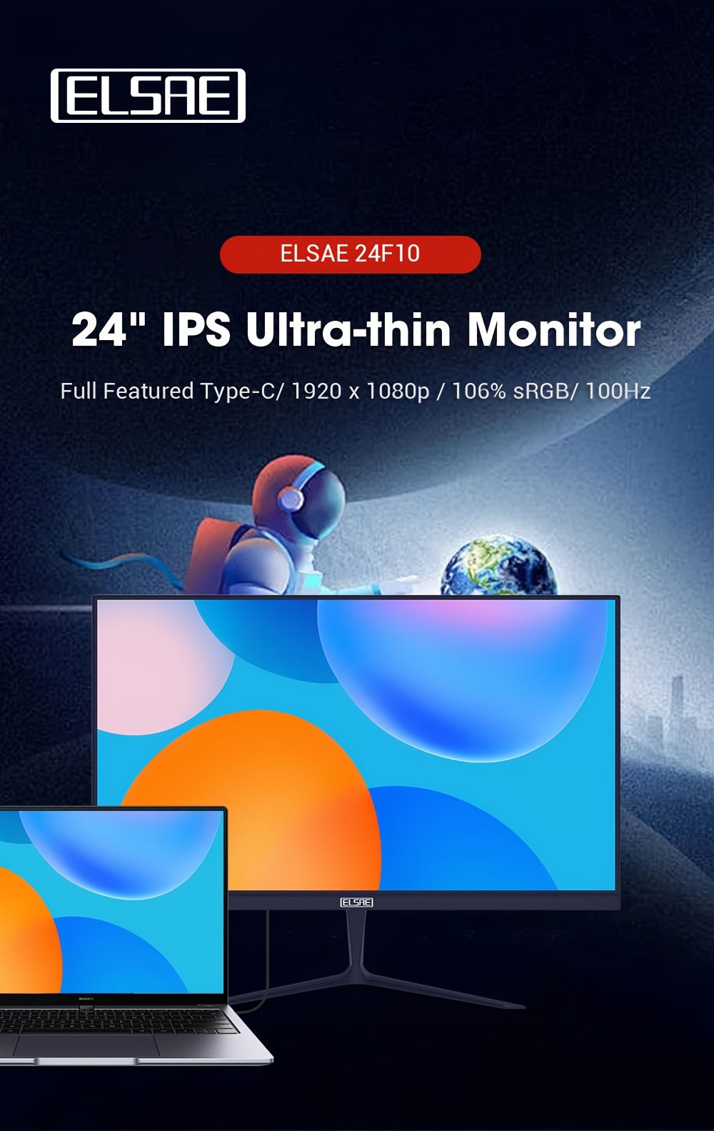 24 Inch Full HD 100Hz IPS Gaming Monitor - Enjoy Seamless Gameplay with FreeSync, HDR, and Low Blue Light - VESA Mountable with Type-C Ports and GamePlus Technology