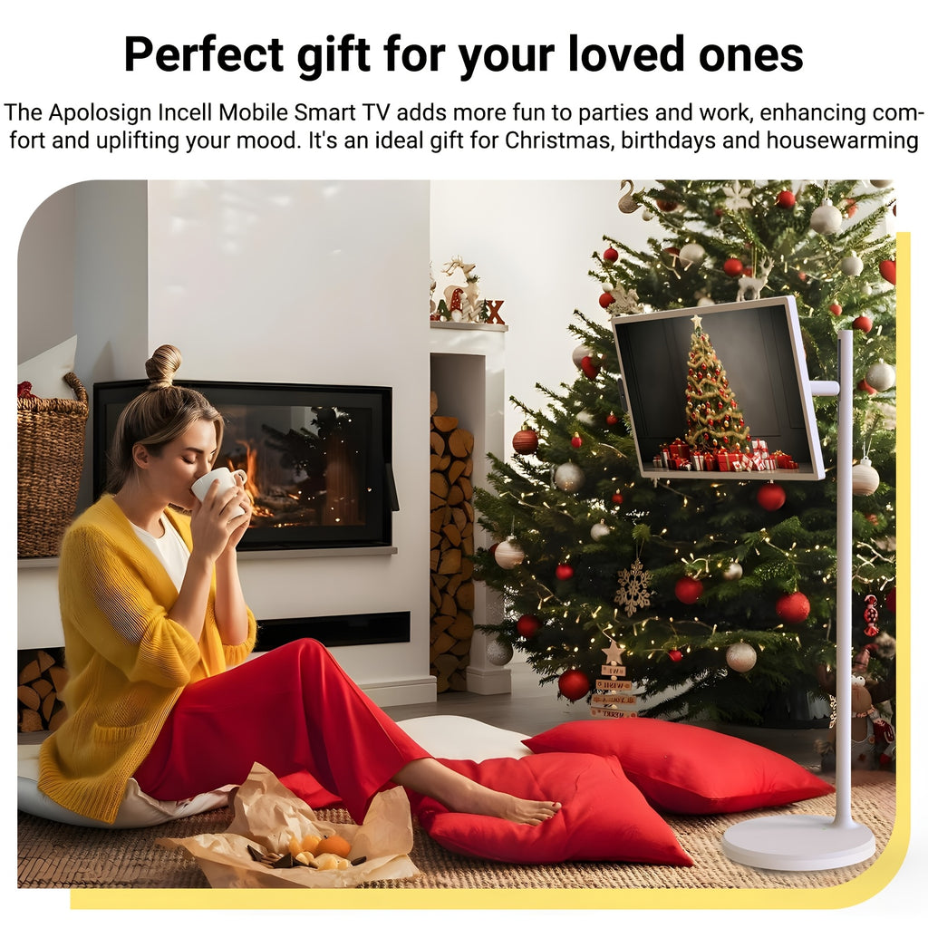 Apolosign 32 Inch Portable TV, Smart Screen, Portable Monitor With Touch Screen, 8GB+128GB, 6800mAh Battery, 1080P, Camera 8MP, Rotation Rolling, Voice Remote Control Mobile TV, Android OS, Built-in Battery, Gaming Monitor, G
