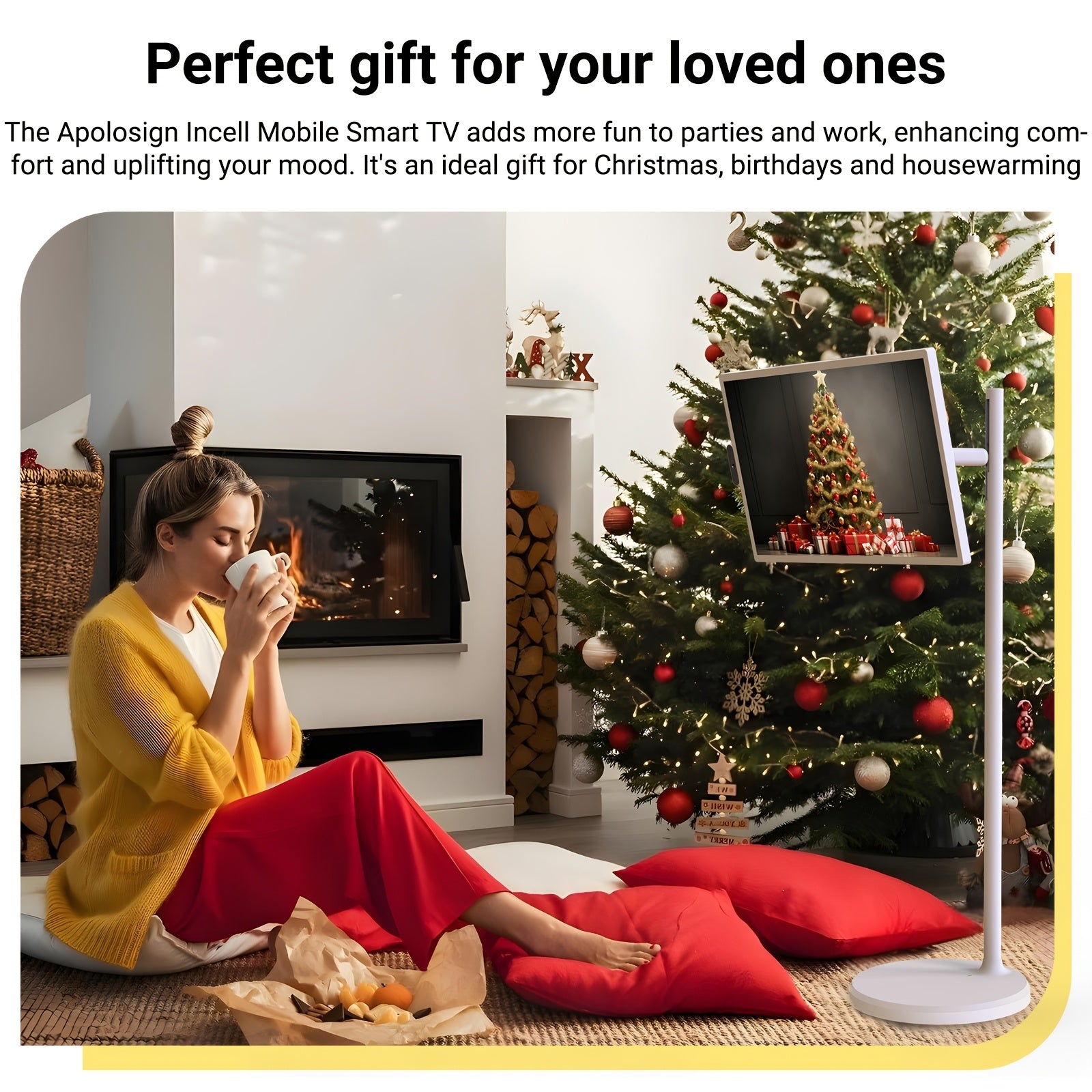 Apolosign 32 Inch Portable TV, Smart Screen, Portable Monitor With Touch Screen, 8GB+128GB, 6800mAh Battery, 1080P, Camera 8MP, Rotation Rolling, Voice Remote Control Mobile TV, Android OS, Built-in Battery, Gaming Monitor, G