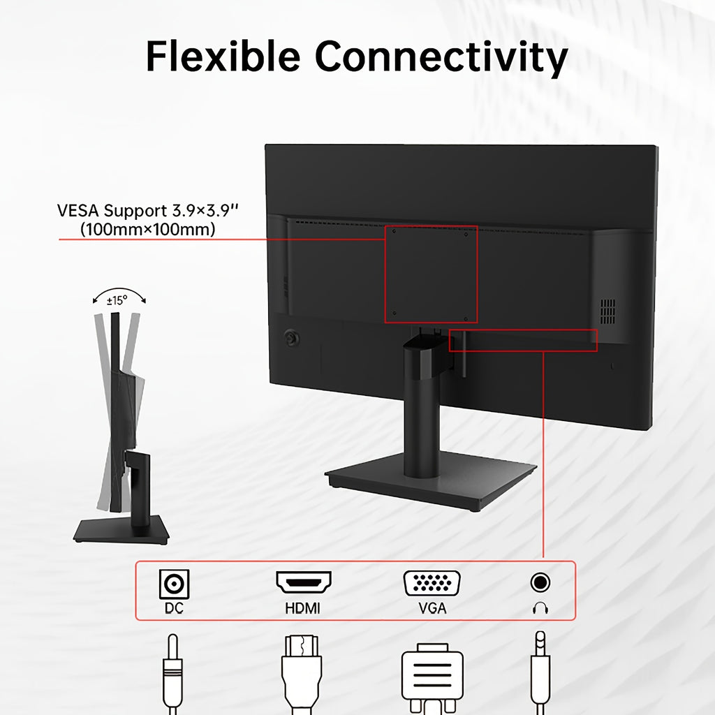 24" Full HD KTC Monitor - High-Performance 1080P Gaming Monitor with 100Hz FreeSync, HDR10, VESA Mount, ZeroFrame Design, Adjustable Tilt, VGA, Earphone Ports - Ideal PC Work Monitor for Office and Gaming Enthusiasts