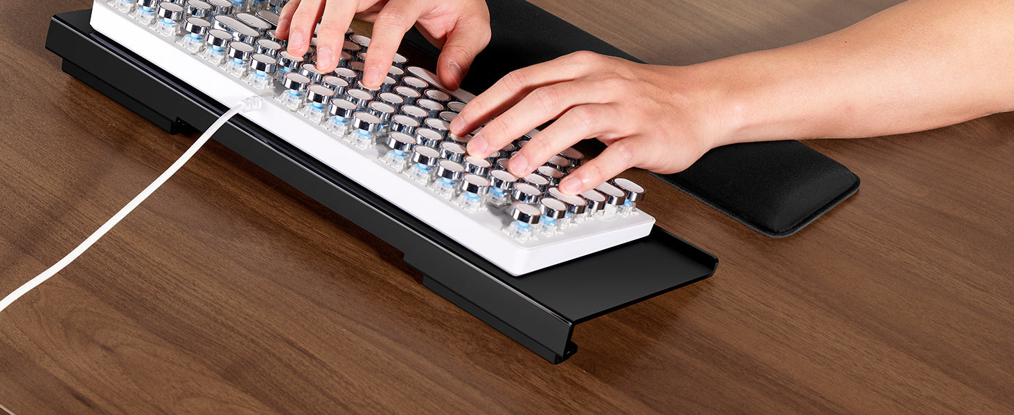 Computer Keyboard Stand for Desktop, 2-Level Height Adjustment Keyboard Wrist Rest, Non-Slip Key Board Riser Pad for Desk