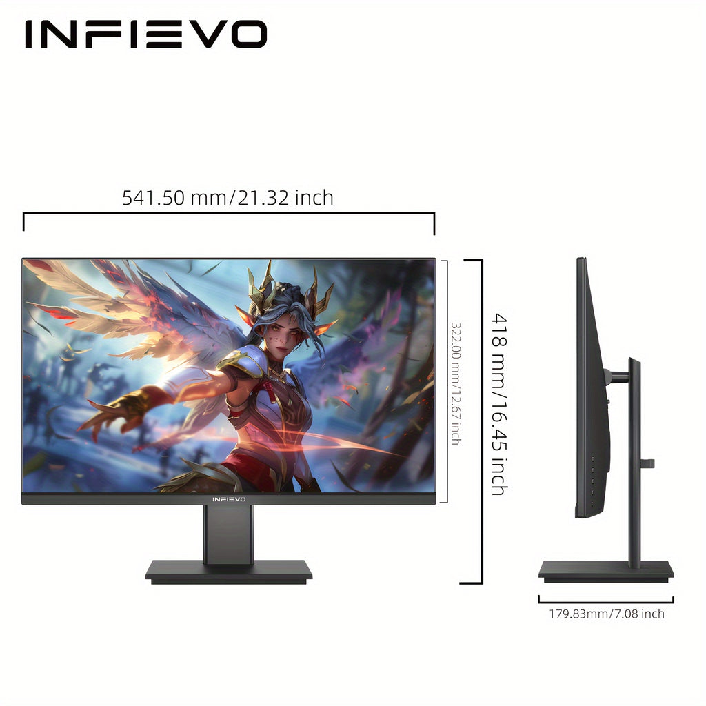INFIEVO 23.8" FHD Gaming Monitor - Vibrant Cyberpunk Design, 100Hz Refresh Rate, Sleek Black with Red Accents, LCD Display, Tilt Adjustable Stand, US Plug, for Immersive Gaming Experience, Gaming Room Decor, INFIEVO