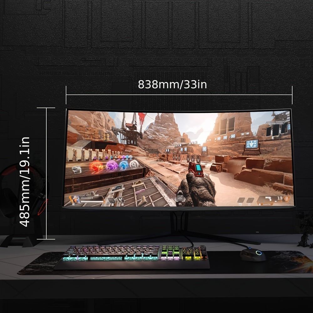 35in Ultra Wide QHD 21:9 Gaming Monitor, With Adaptive Sync, 120Hz Refresh Rate, Picture In Picture, By SRGB 99%, 2xHD, 2xDisplay Ports, R1800, 3440*1440P, (DP Cable Included)