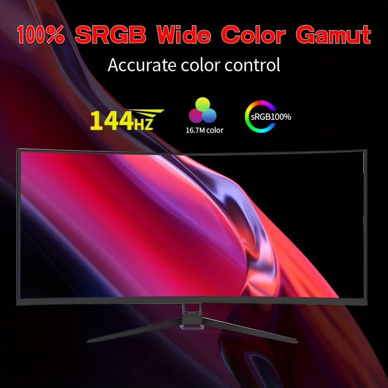 Gawfolk 34" Ultra-Wide Curved Gaming Monitor - 144Hz, UWQHD (3440x1440), Adaptive Sync, 178° Viewing Angle, Display Port, Wall Mount Compatible, Black