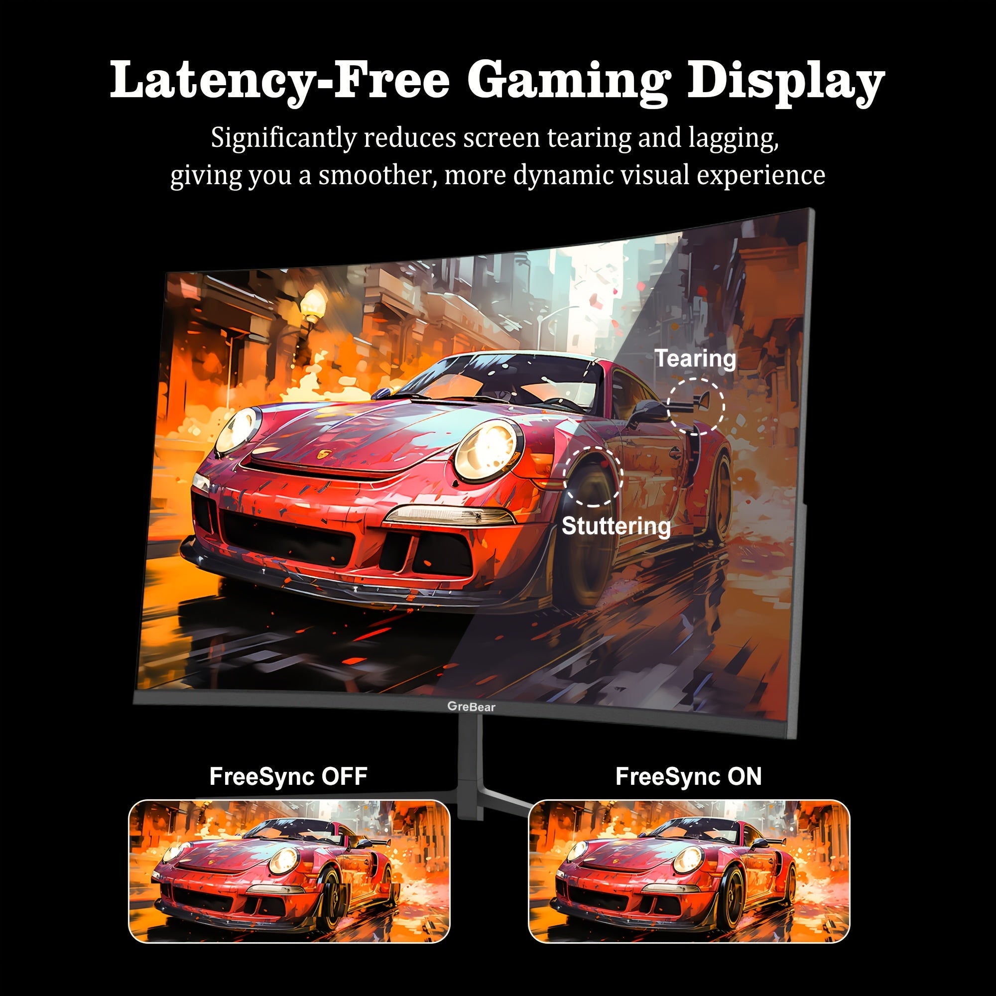 27-inch Curved Monitor 165Hz FHD 1080P VA Screen 1ms GTG Home Office Computer Gaming Monitor, FreeSync Technology, 100% SRGB, HDR, HDTV, DP, Built-in Speaker, Adjustable Tilt, 100×100mm VESA