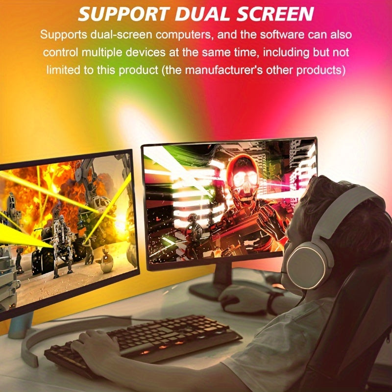 27" Assurged Ambience Display Screen Light - LED Backlit Gaming Monitor with Real-Time RGB+IC Ambient Lighting, Screen Color & Music Sync, High Frame Rate, USB Interface for Desk Gaming - Immersive Gaming Experience