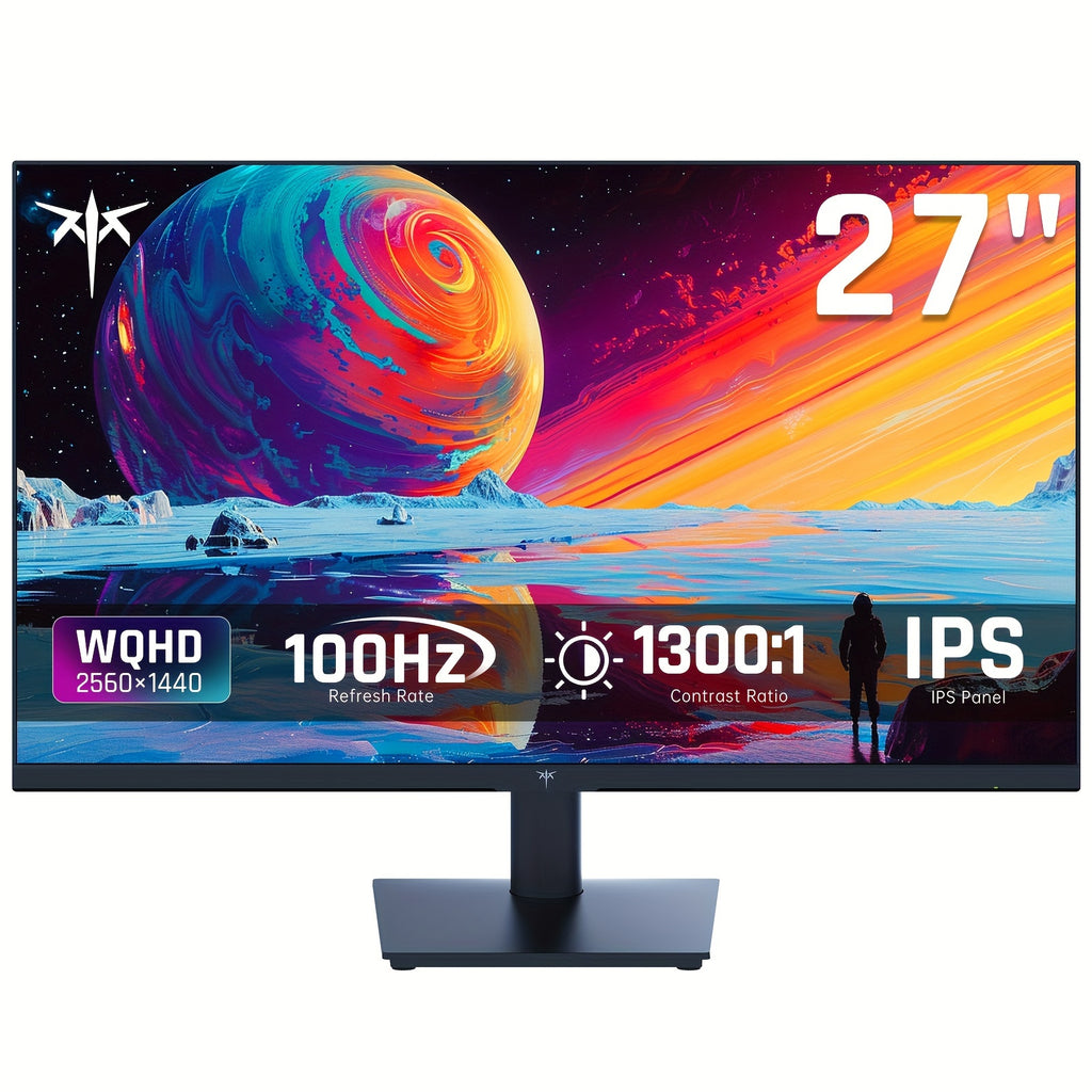 27" QHD 100Hz IPS Gaming Monitor - 2560x1440, 100% High Color Gamut, 123% SRGB, Anti-Blue Light, FreeSync & GSync, Ideal for Casual Gaming and Working